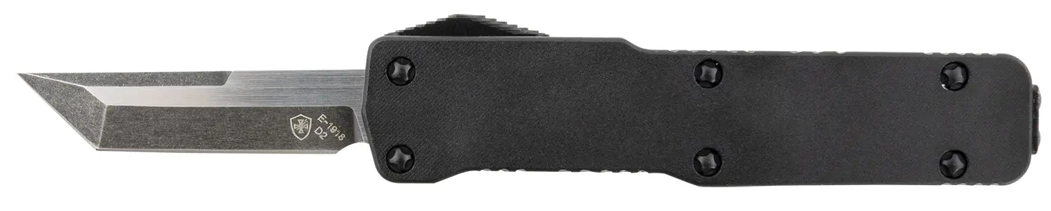 Templar Knife CABR221 Premium LW Micro 1.85" OTF Tanto Plain Black Oxide Stonewashed D2 Steel Blade, 3.50" Black Aluminum Handle, California Legal