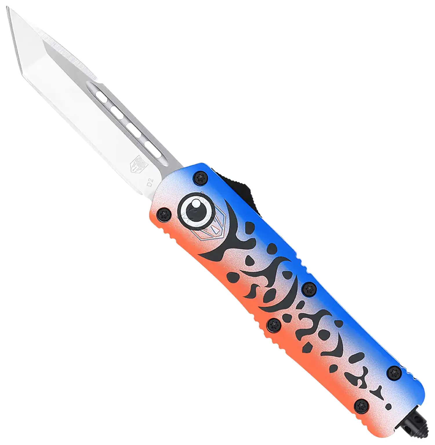 CobraTec Knives MFLBLUFS3TNS FS-3 Fishing Lure Medium 3" OTF Tanto Plain Satin D2 Steel Blade, 4.50" Blue Fishing Lure Aluminum Cerakoted Handle