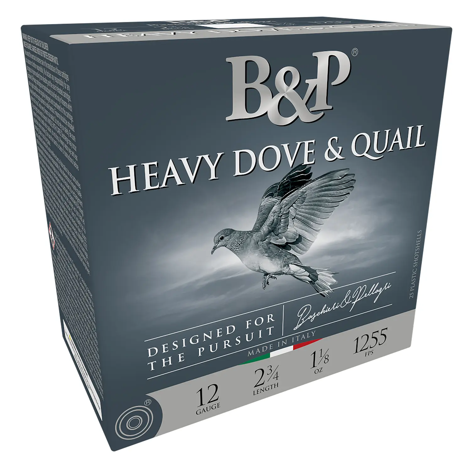 Heavy Dove & Quail shotgun shell box with dove illustration.