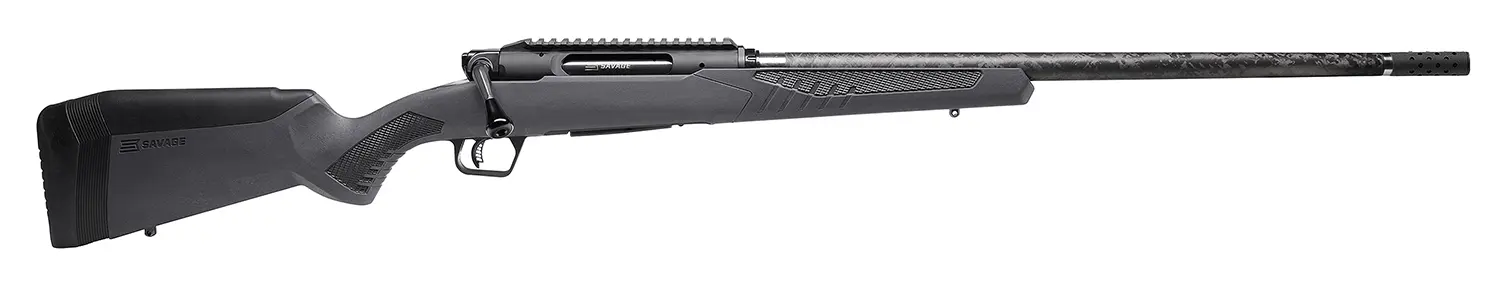 Savage Arms 57897 Impulse Mountain Hunter 6.5 PRC 2+1 24" Carbon Fiber Threaded Barrel Black Aluminum Receiver w/Picatinny Rail, Gray AccuStock Synthetic Stock, Ambidextrous