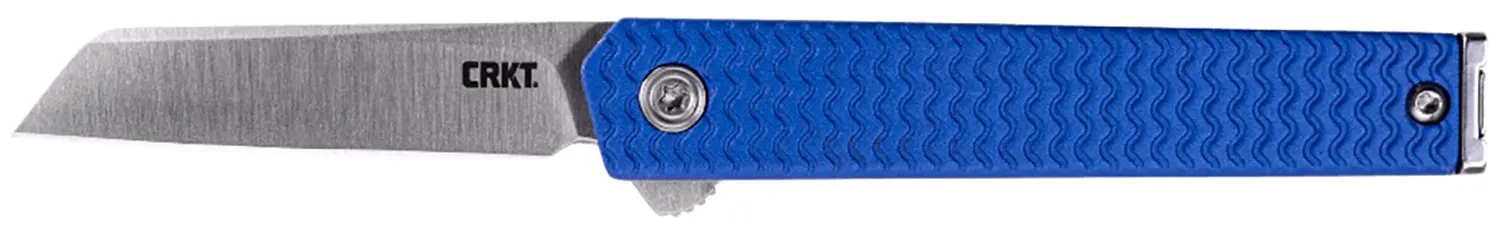 CRKT 7083 CEO Microflipper Micro 2.21" Flipper Sheepsfoot Plain Satin 12C27 Sandvik Blade, Blue Textured w/Silver Liner & Accents Aluminum Handle, Includes Pocket Clip