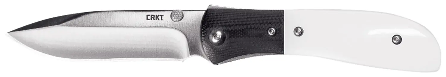 CRKT M4-02M M4-02M 3.25" Plain Satin 8Cr13MoV SS Blade Black/White Resin Infused Fiber w/G10 Bolster Handle Includes Pocket Clip