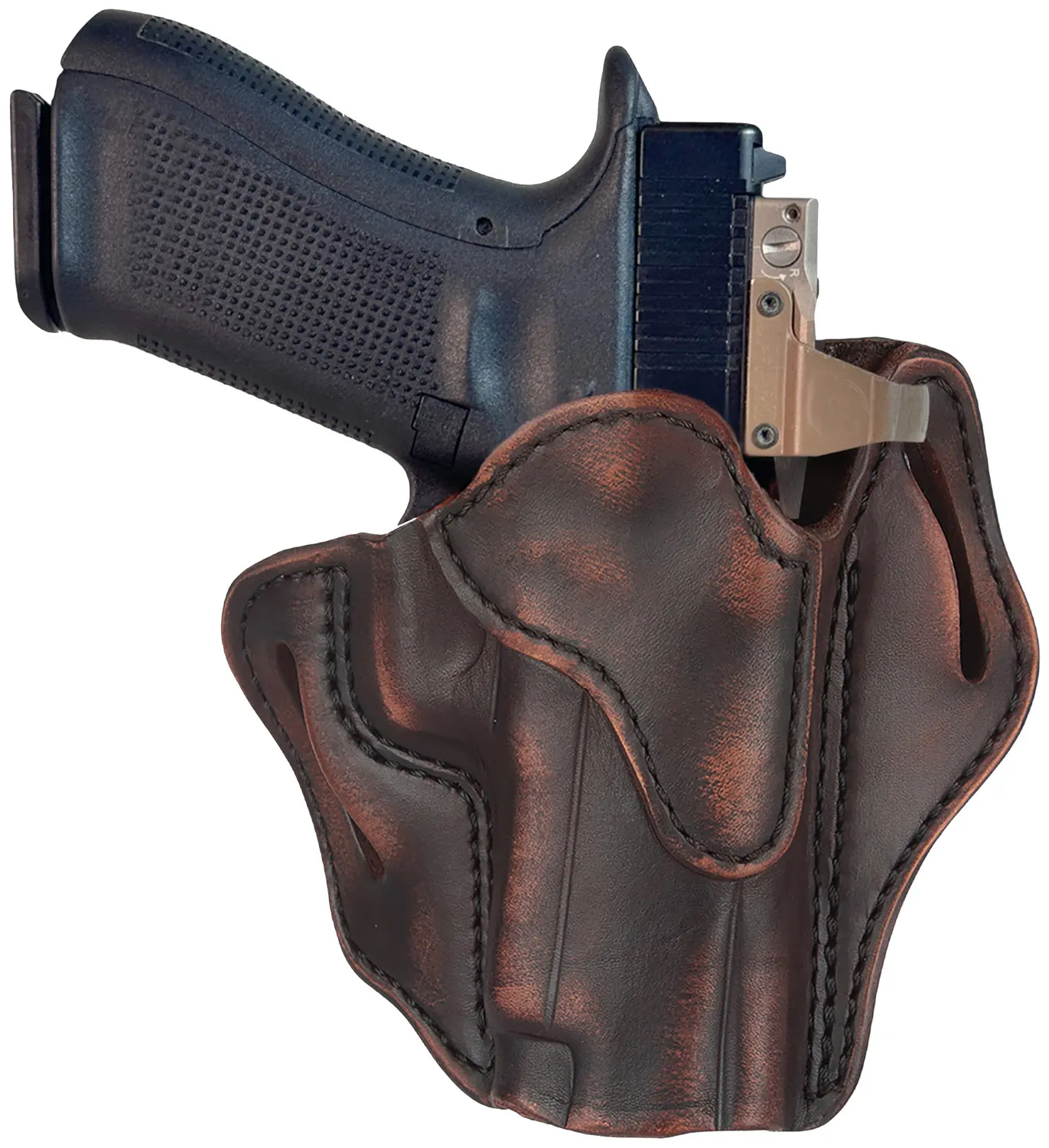 1791 Gunleather ORBH23VTGR BH2.3 Optic Ready OWB Size 2.3 Vintage Leather Belt Slide Compatible w/Glock 17/20/21/22/31/34/35/40/41/ Ruger 95/American Right Hand