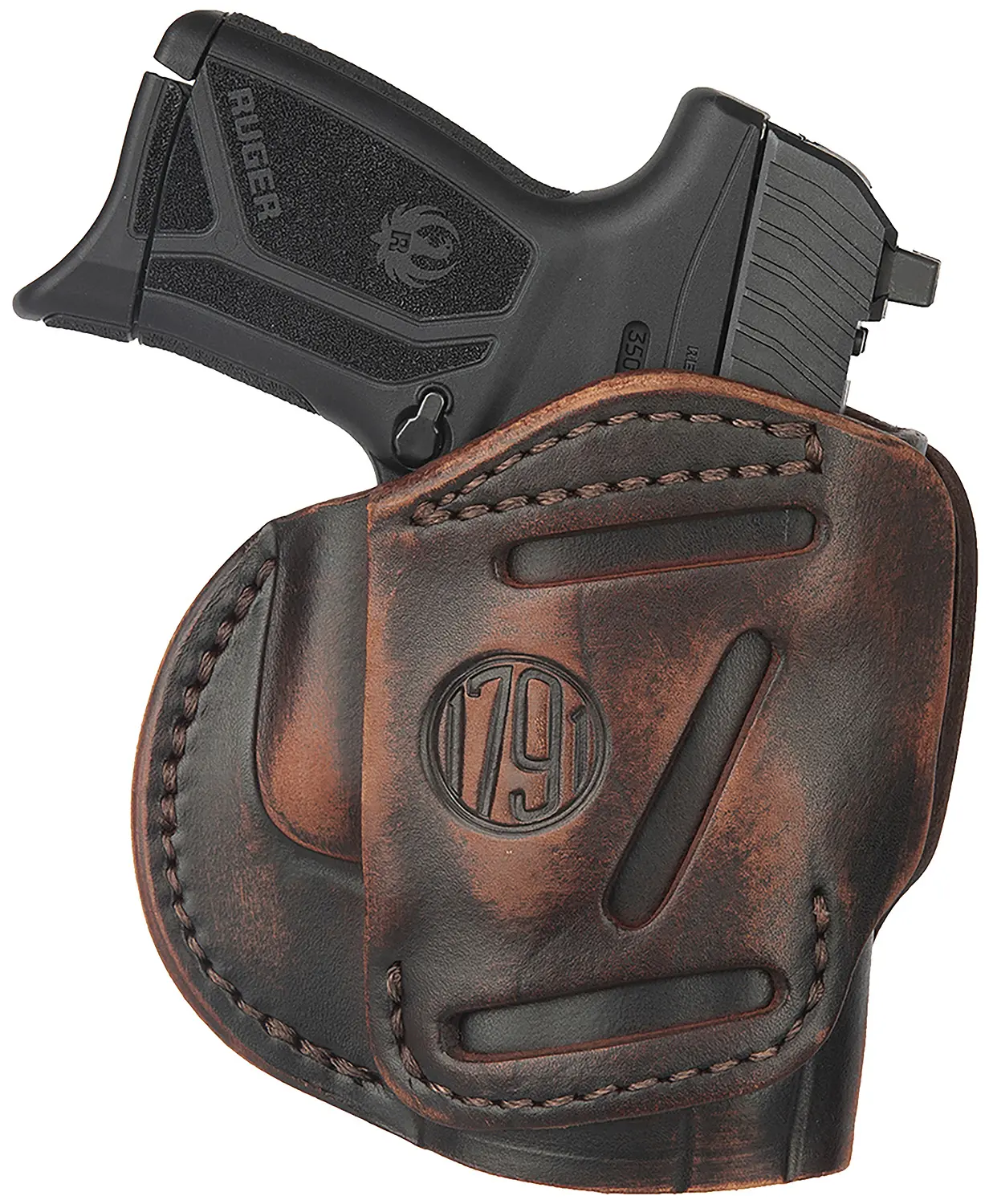 1791 Gunleather 3WH4VTGA 3-Way IWB/OWB Size 04 Vintage Leather Belt Loop Fits Springfield XD Fits Walther PPS Fits Springfield XDS Fits Taurus G2C Ambidextrous Hand