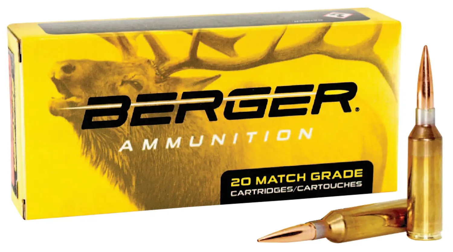 High-quality Berser ammunition box containing 20 match grade cartridges for precision shooting.