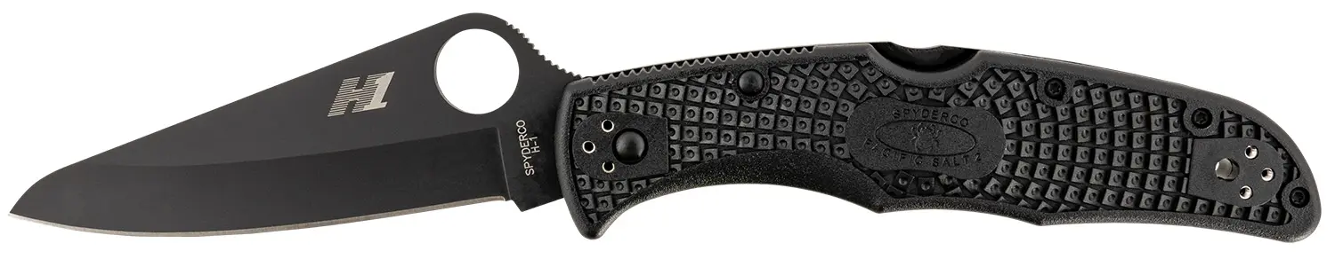 Spyderco C91PBBK2 Pacific Salt 2 3.78" Folding Drop Point Plain Black H2 Steel Blade/ Black Textured FRN Handle