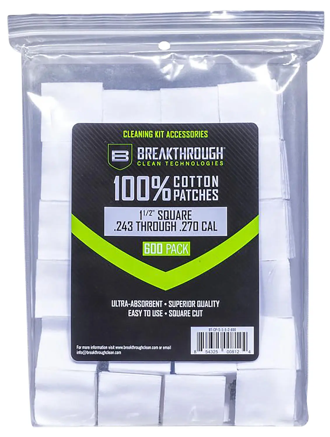 Breakthrough Clean BTCPS112600 Square Patches 243/270 Cal 600 pieces