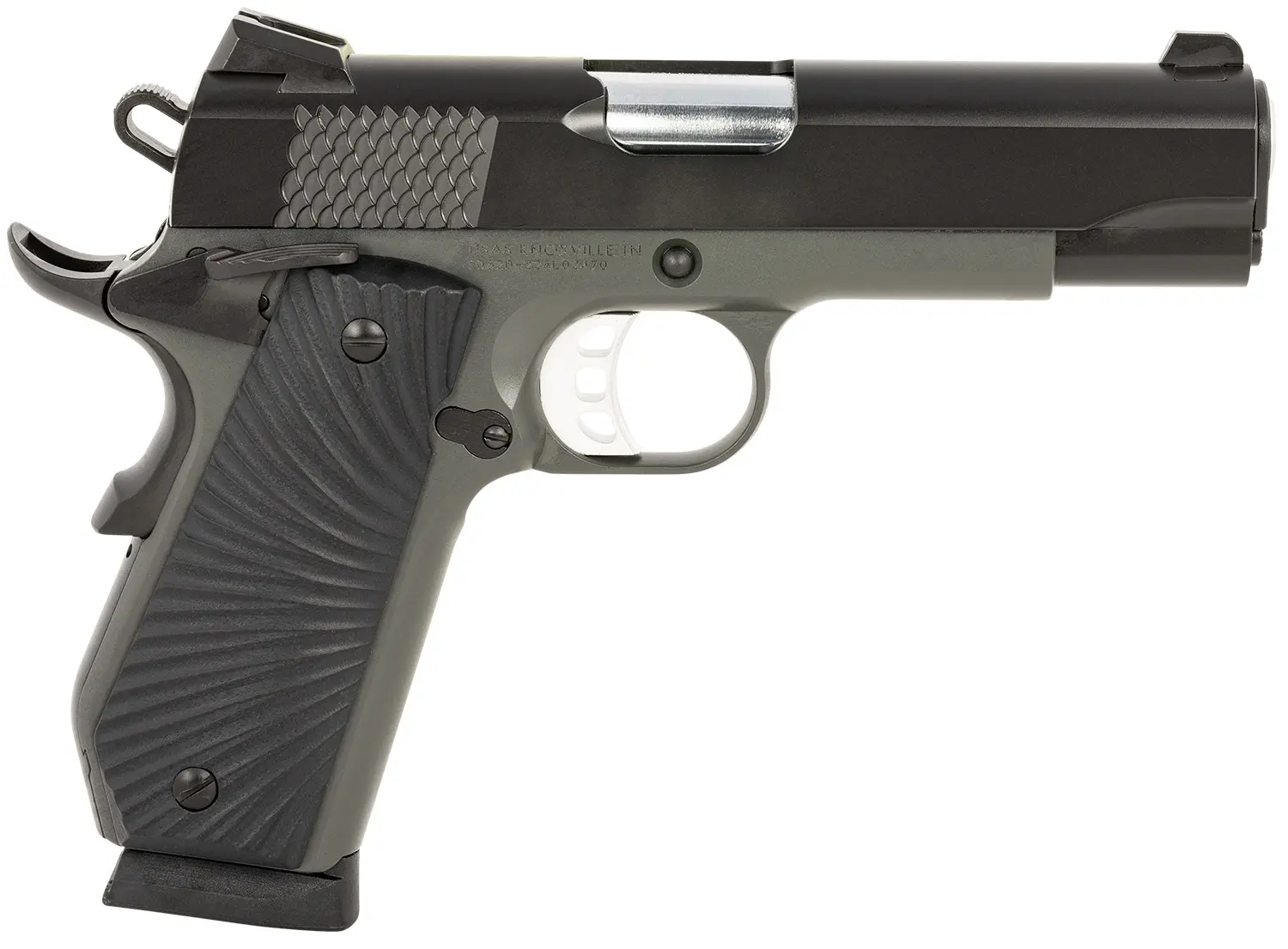 Tisas 10100106 1911 Stingray Carry Frame 9mm Luger 10+1 4.25" Stainless Steel Barrel, Black Cerakote Steel Serrated Slide, Black Cerakote Steel Frame w/Beavertail, Black Sunburst G10 Grip