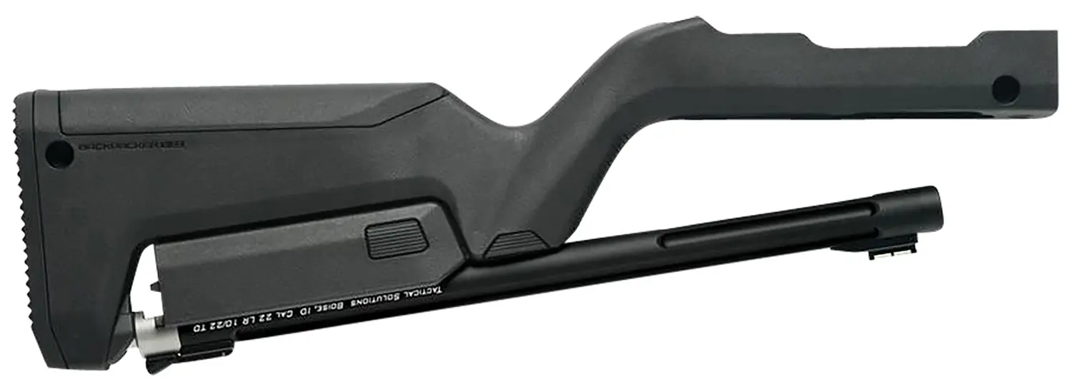 Adjustable gun stock with barrel attachment for firearms.