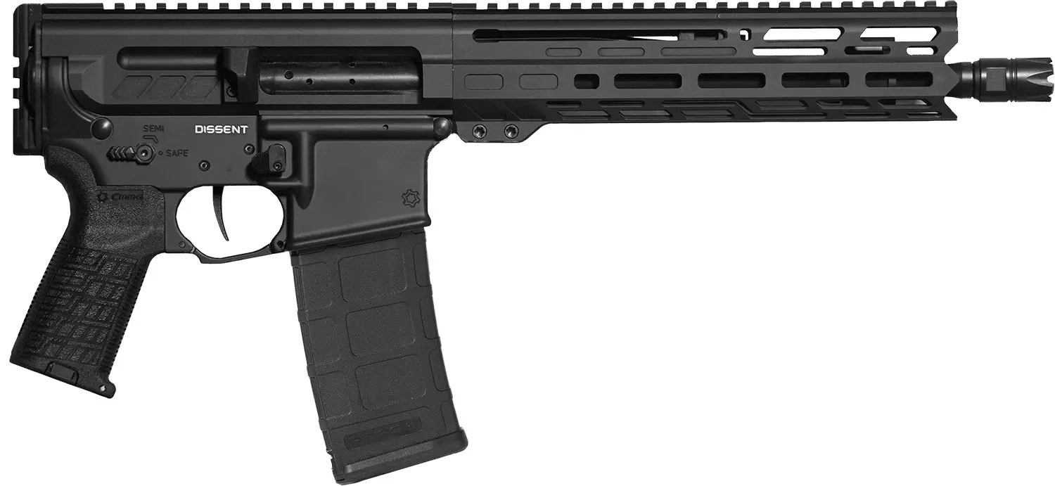 CMMG 30AC278AB Dissent MK4 300 Blackout 30+1 10.50", Black, Picatinny Brace Adapter, 9.60" M-LOK Handguard, Left Side Charging Handle, Zeroed Linear Comp, TriggerTech Trigger, Adj. Gas Block