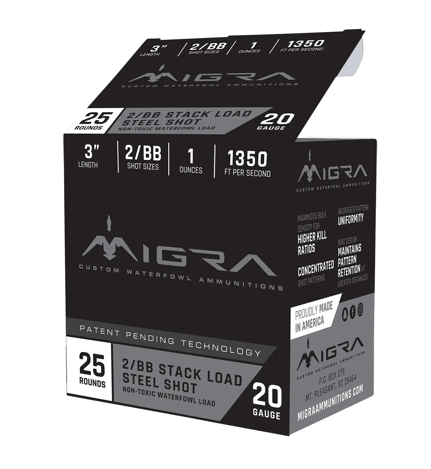 Migra Ammunitions M20S46 Combinational 20Gauge 3" 1oz 4/6Shot 25 Per Box/10 Case