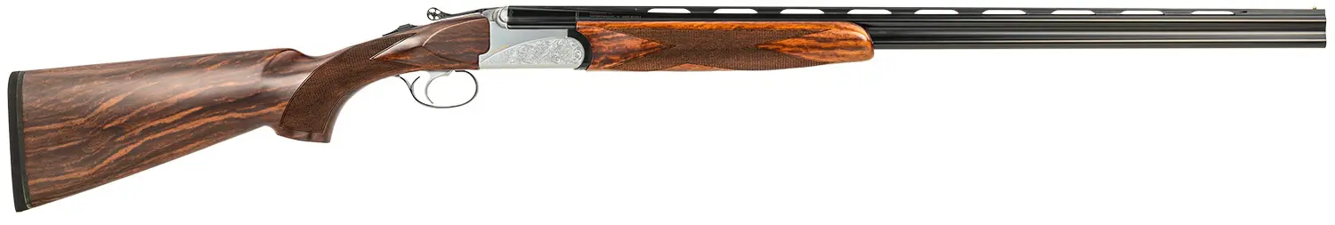 Fausti Usa, Inc 15402 Caledon 410 Gauge 3" 2rd 28" Blued Barrel, Engraved Stainless Rec, Wood Laser Grain Stock, Metallic Bead Sight
