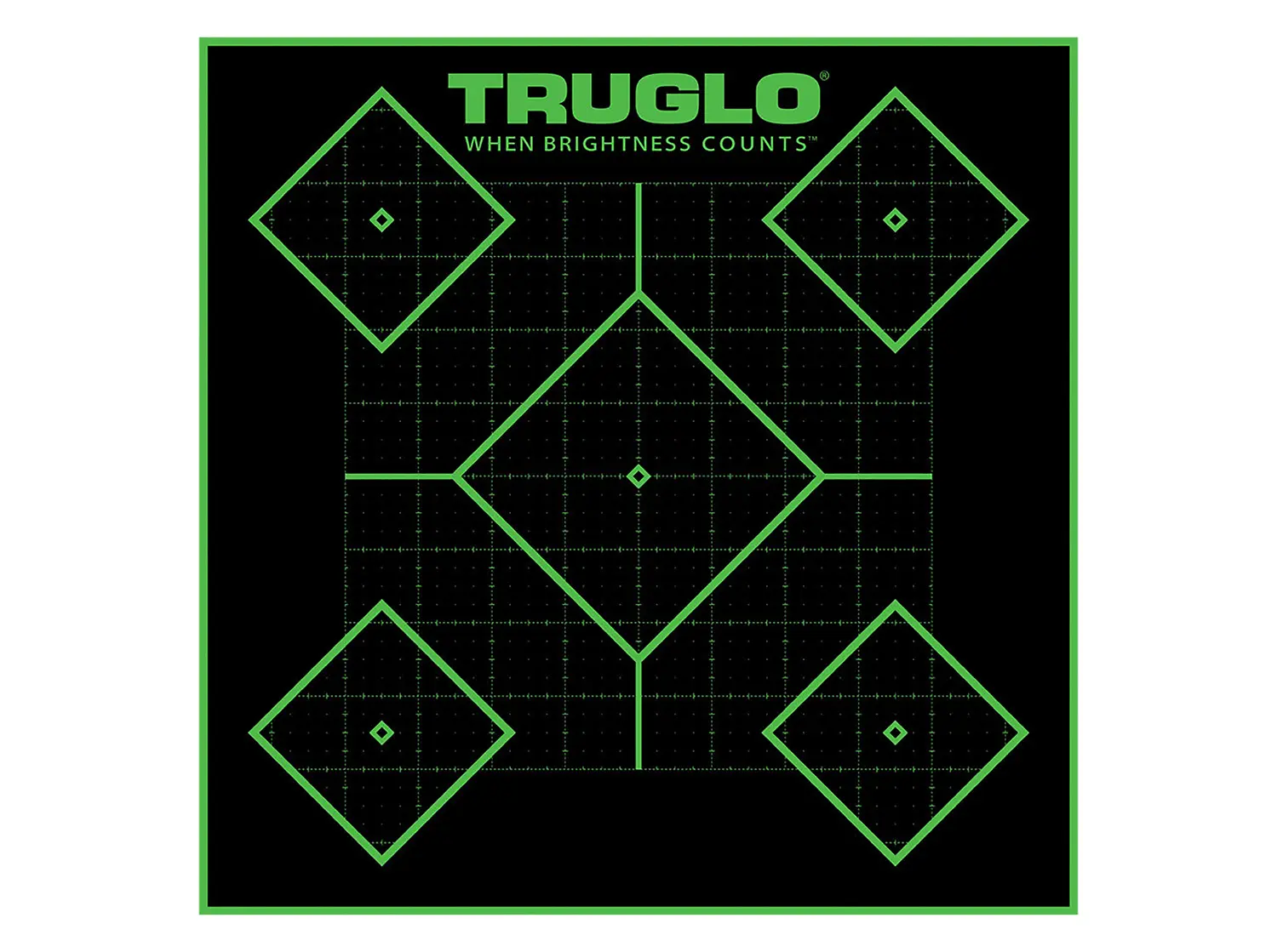 Truglo illuminated shooting target with multiple diamond-shaped aiming points.