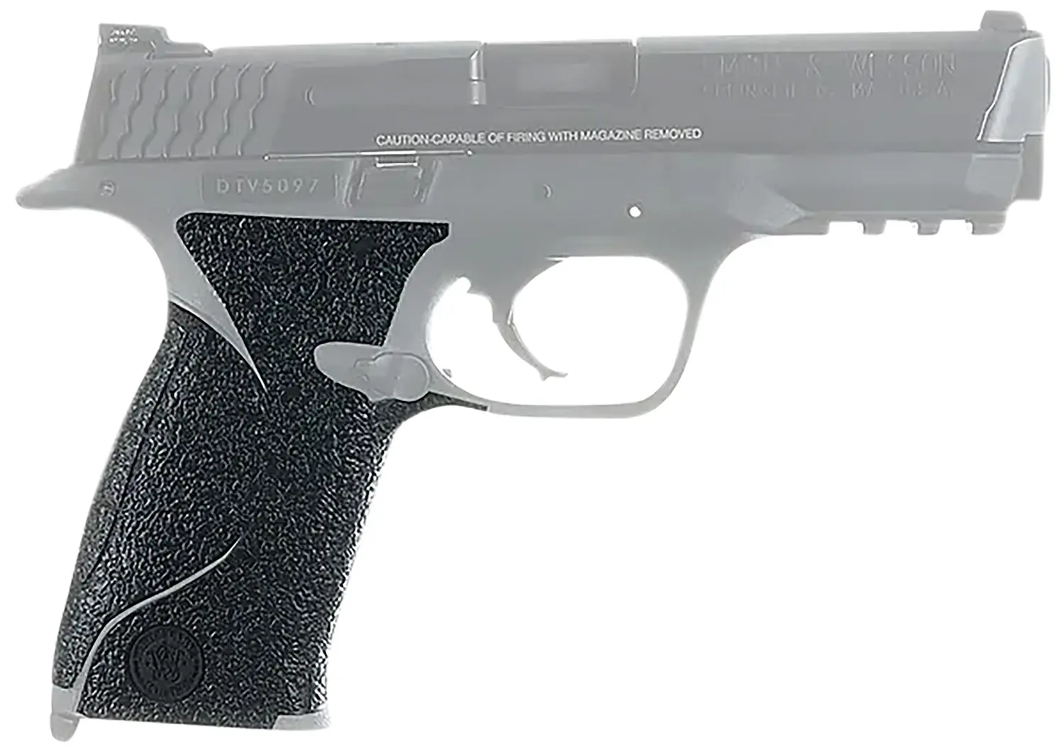 Semi-automatic pistol with black grip and silver slide for firearm enthusiasts.