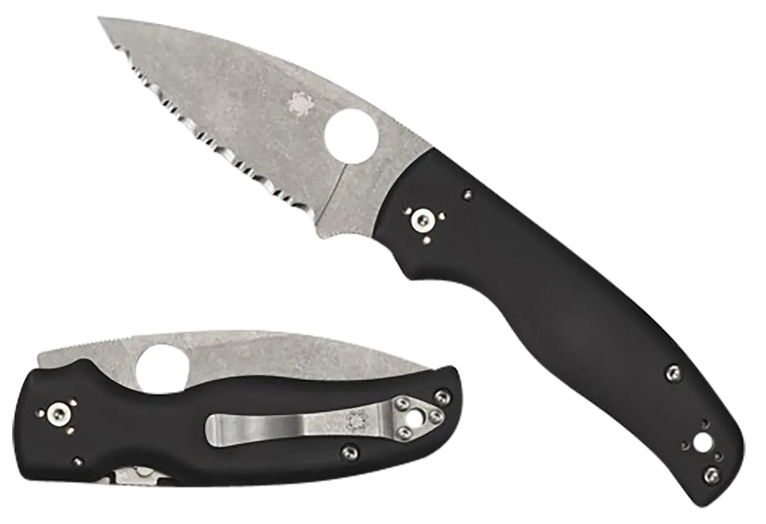 Spyderco C229GP Shaman 3.58" Folding Plain Stonewashed CPM S30V SS Blade/Black Textured G10 Handle Includes Pocket Clip