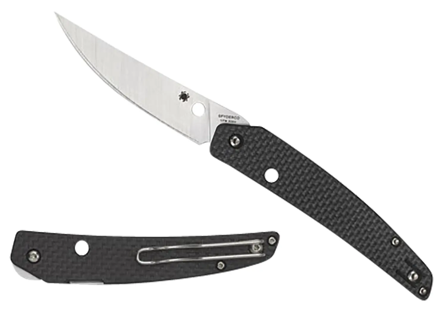 Spyderco C242CFP Ikuchi 3.26" Folding Plain CPM S30V SS Blade/Black Textured Carbon Fiber/G10 Handle Includes Pocket Clip