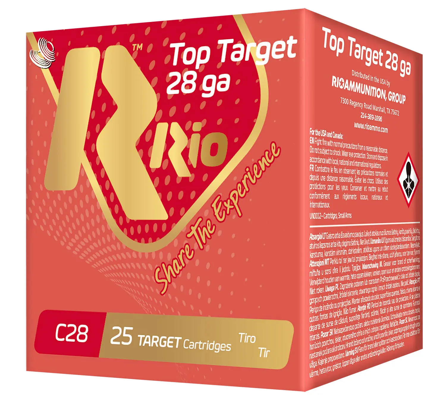 Rio Ammunition RC288 Top Target 28 Gauge 2.75", 3/4 oz 8 Shot, 25 Per Box/10 Cs