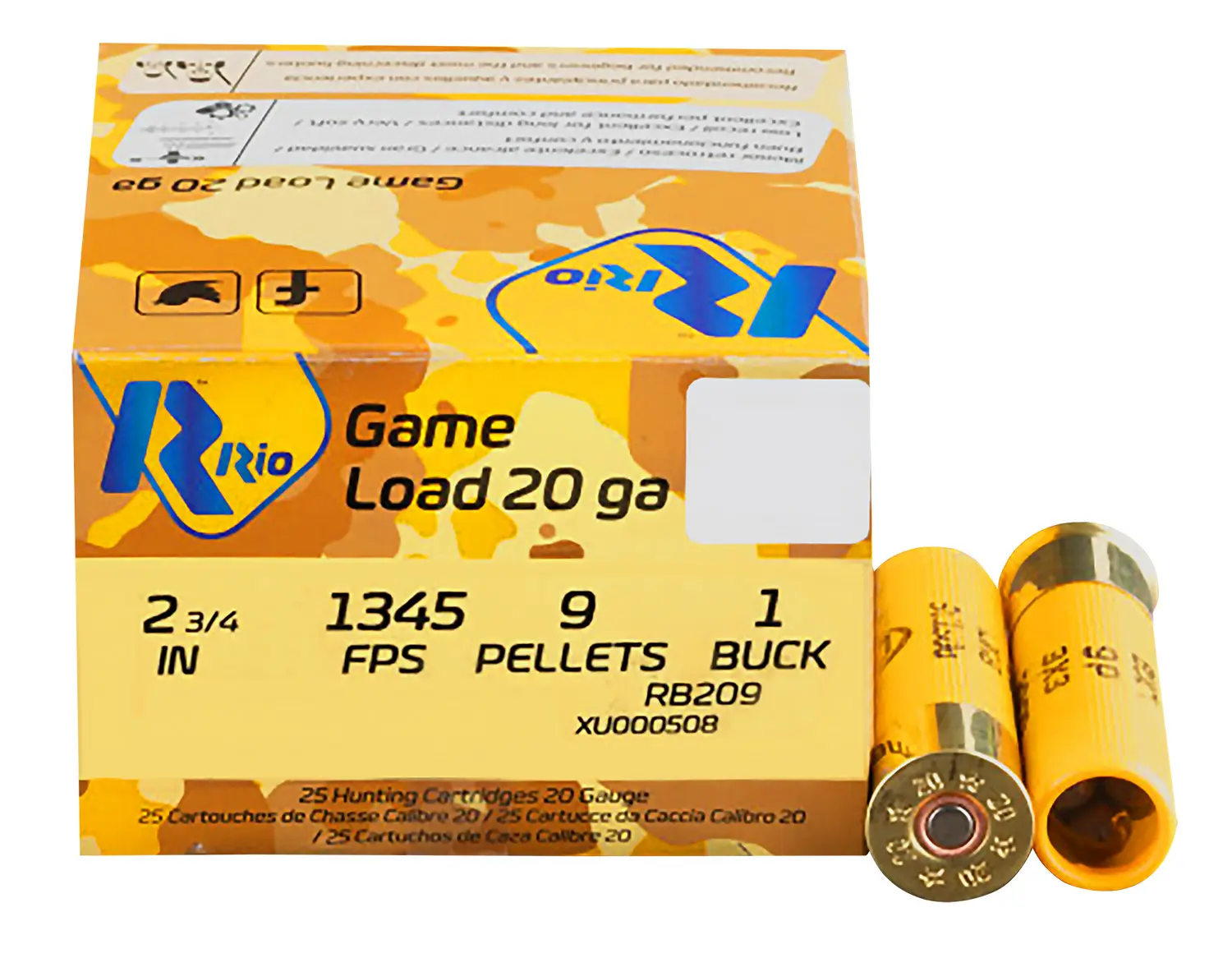 Rio Ammunition RB209 Royal Buck 20Gauge 2.75" 1 1/8oz 1Buck Shot 25 Per Box/10 Case