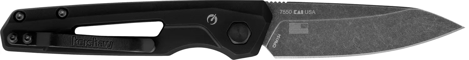 Kershaw 7550 Launch 11 Automatic 2.75" Folding Drop Point Plain Black Oxide Blackwash CPM 154 SS Blade, Black Anodized Aluminum Handle, Includes Pocket Clip