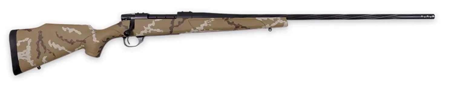 Weatherby VHH65PPR6B Vanguard Outfitter Full Size 6.5 PRC 3+1 24" Black Cerakote #2 Contour Threaded Barrel & Drilled & Tapped Steel Receiver, Tan w/Brown & White Sponge Synthetic Stock