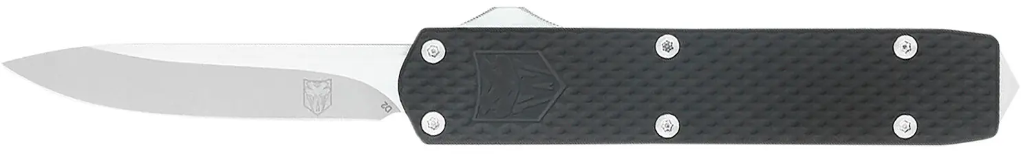 CobraTec Knives MNBLKMGEN2DNS Mini Mamba Gen II 2.25" OTF Plain Stonewashed D2 Steel Blade, 3.38" Black Textured Anodized Aluminum Handle