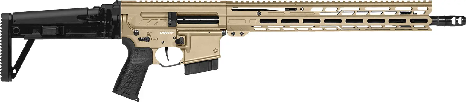 CMMG 60AA90CCT Dissent MK4 6mm ARC 10+1 (2) 16.10", Coyote Tan Rec/15" M-Lok Handguard, Side Charging Handle, Black Side Folding Stock & Zeroed Grip, Muzzle Brake, 60/90 Ambi Safety, Adj. Gas Block
