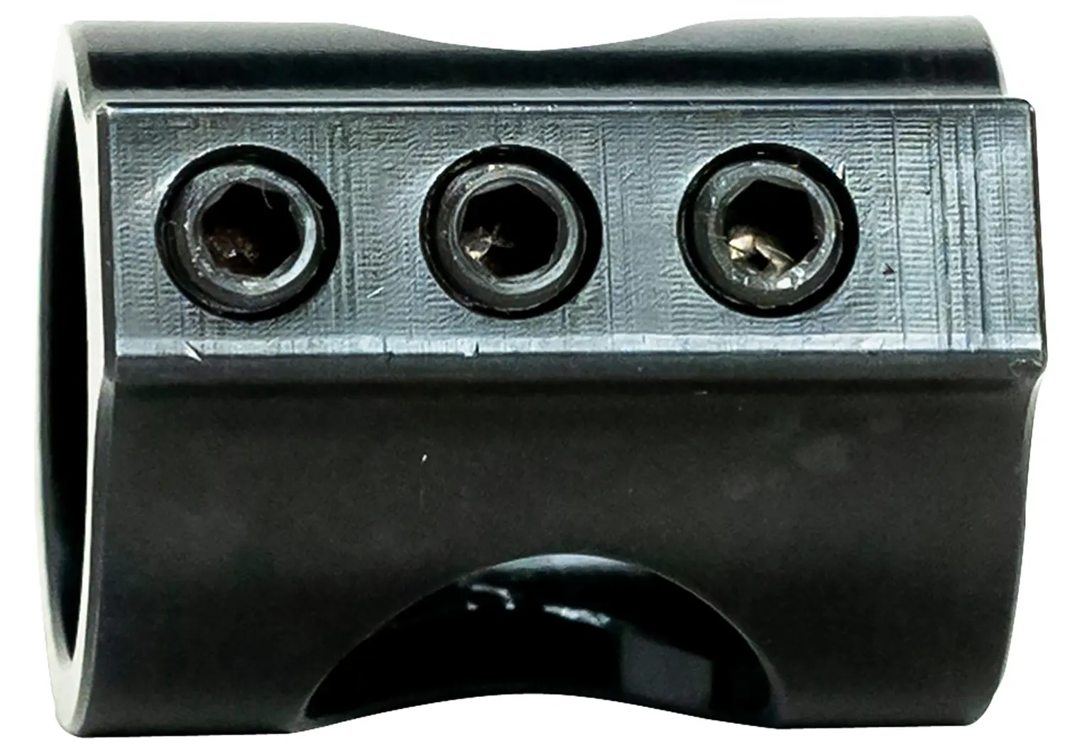Gun accessory mount with three screw holes for firearm customization.
