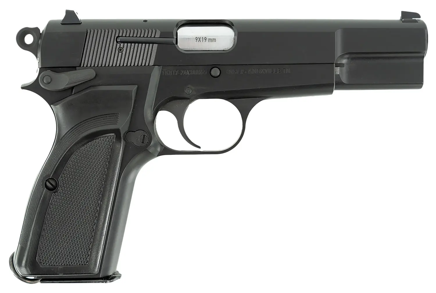 Inglis 12000000 L9A1 Full Size Frame 9mm Luger 15+1 4.70" Hard Chrome Plated Stainless Steel Barrel, Black Cerakote Steel Serrated Slide, Black Cerakote Steel Frame, Black Plastic Grip