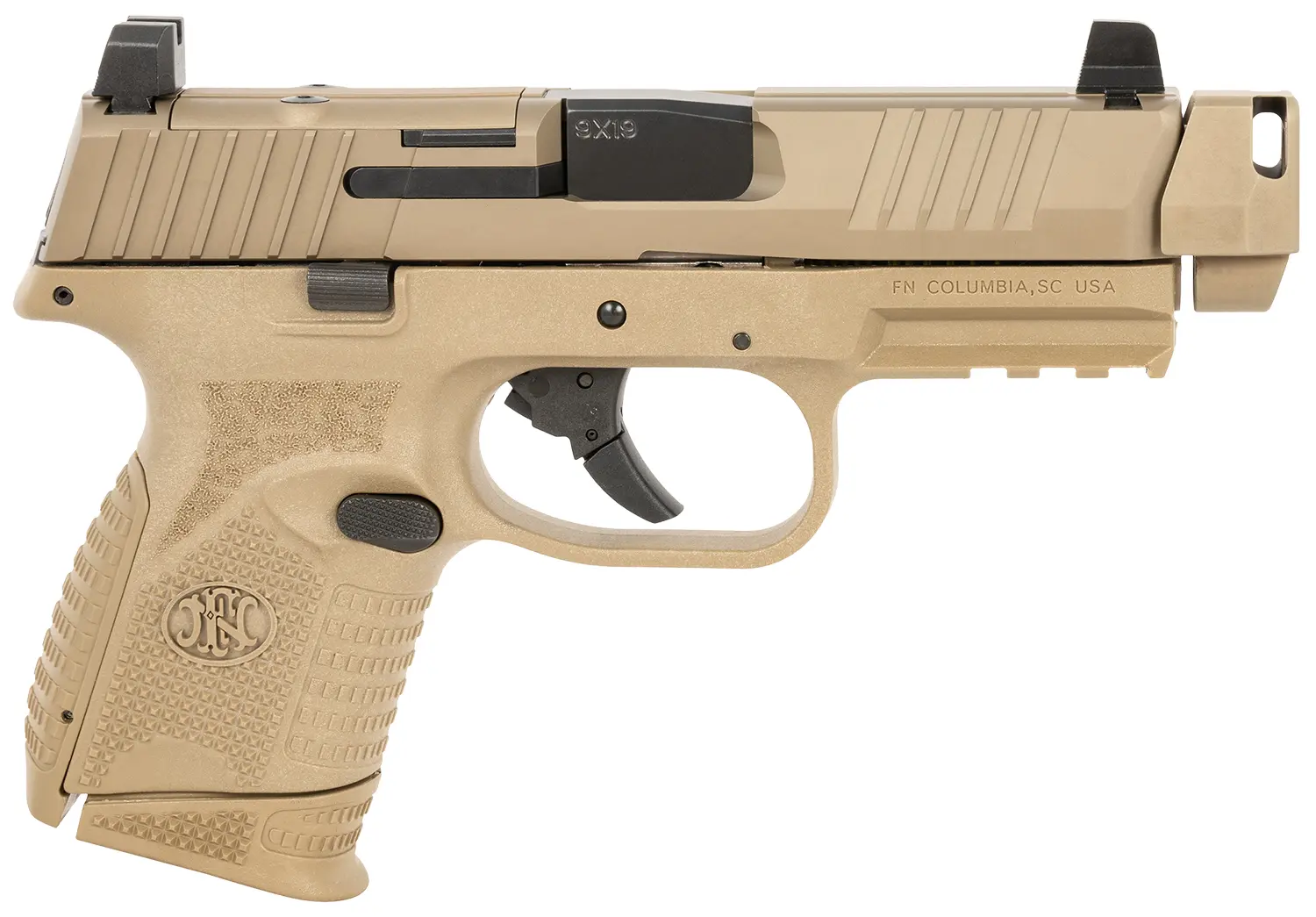 FN 66101795 509C MRD Compact W/ Compensator Frame 9mm Luger 10+1 Black Flat Dark Earth PVD Flat Dark Earth