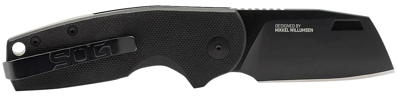 S.O.G SOG16030757 Stout SJ 2.60" Folding Clip Point Plain Stonewashed Cryo D2 Steel Blade/ Black Textured G10 Handle Includes Belt Clip, Presentation Box