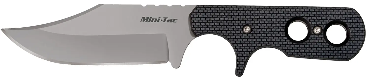 Cold Steel CS49HCFZ Mini Tac Bowie 3.63" Fixed Clip Point Plain Stonewashed 8Cr13MoV SS Blade, 3.25" Griv-Ex Handle