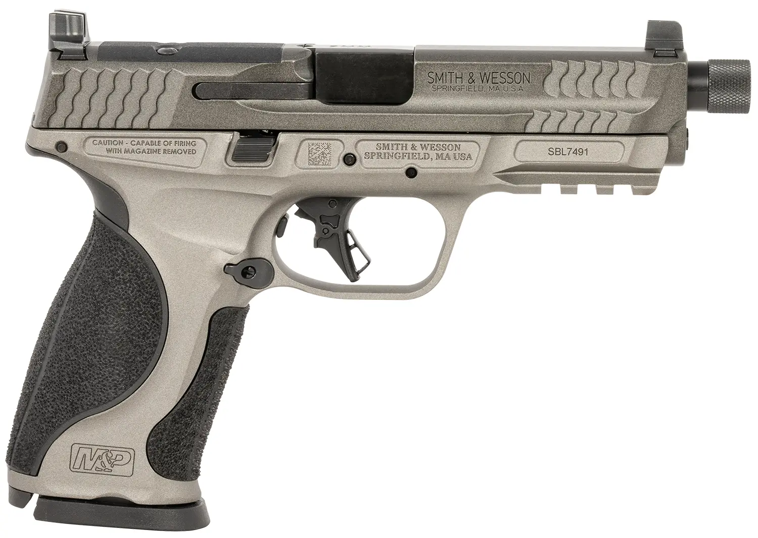 Smith & Wesson 14162 M&P M2.0 Full Size Frame 9mm Luger 17+1, 4.63" Black Threaded Barrel, Gray Optic Cut/Serrated Steel Slide, Gray Aluminum Frame w/Picatinny Rail, Black Polymer Grip