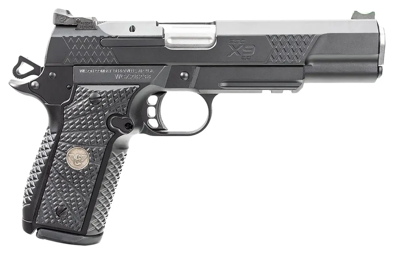 Wilson Combat 2EDCXLPR9 EDC X9 2.0 Compact Frame 9mm Luger 15+1 5" Steel Barrel, Black Armor-Tuff Serrated Stainless Steel Slide, Aluminum Frame w/Picatinny Rail, Black G10 Starburst Grip