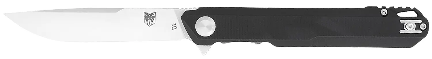 CobraTec Knives CTMONBLK Monarch 3.50" Folding Plain Satin D2 Steel Blade, 4.75" Black G10 Handle
