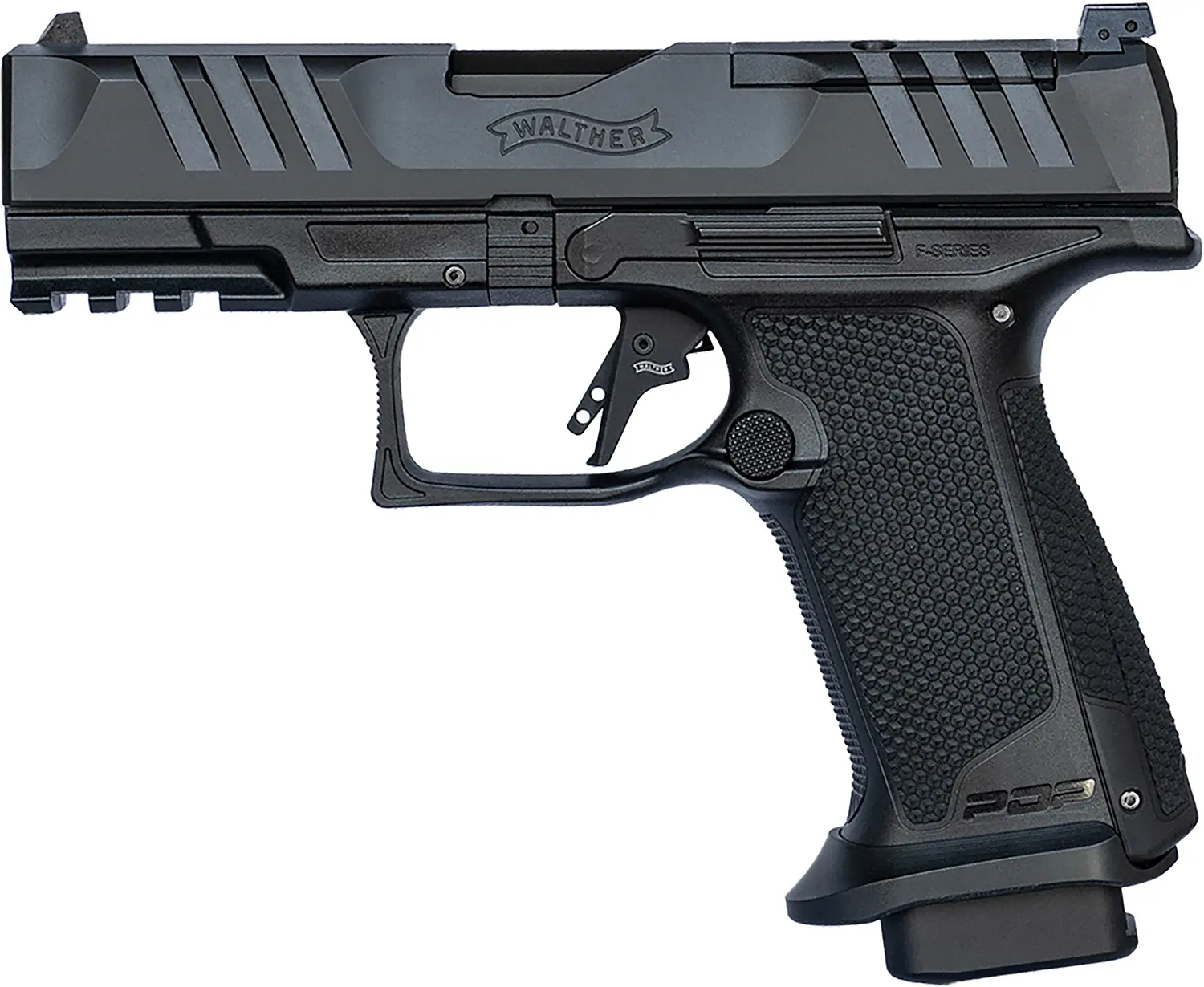 Walther Arms 4796065 PDP F-Series Pro 9mm Luger 10+1 4" Black Steel Barrel, Black Serrated/Optic Ready Steel Slide, Black Polymer Frame w/Picatinny Rail, Medium Backstrap Grip
