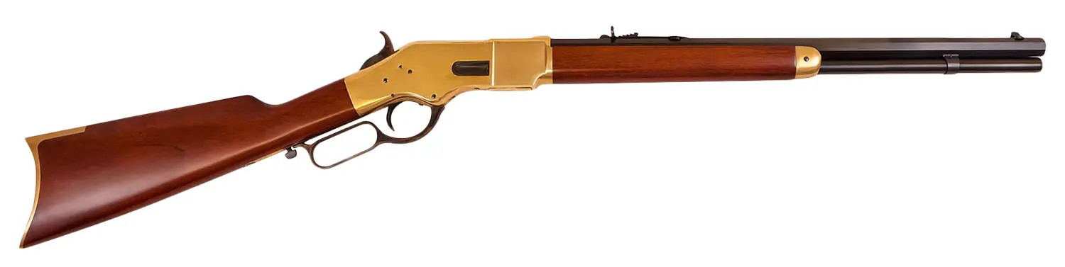 Cimarron CA221 1866 Yellowboy Short 38 Special 10+1 20" Blued Octagon Barrel, Brass Receiver, Fixed Walnut Stock