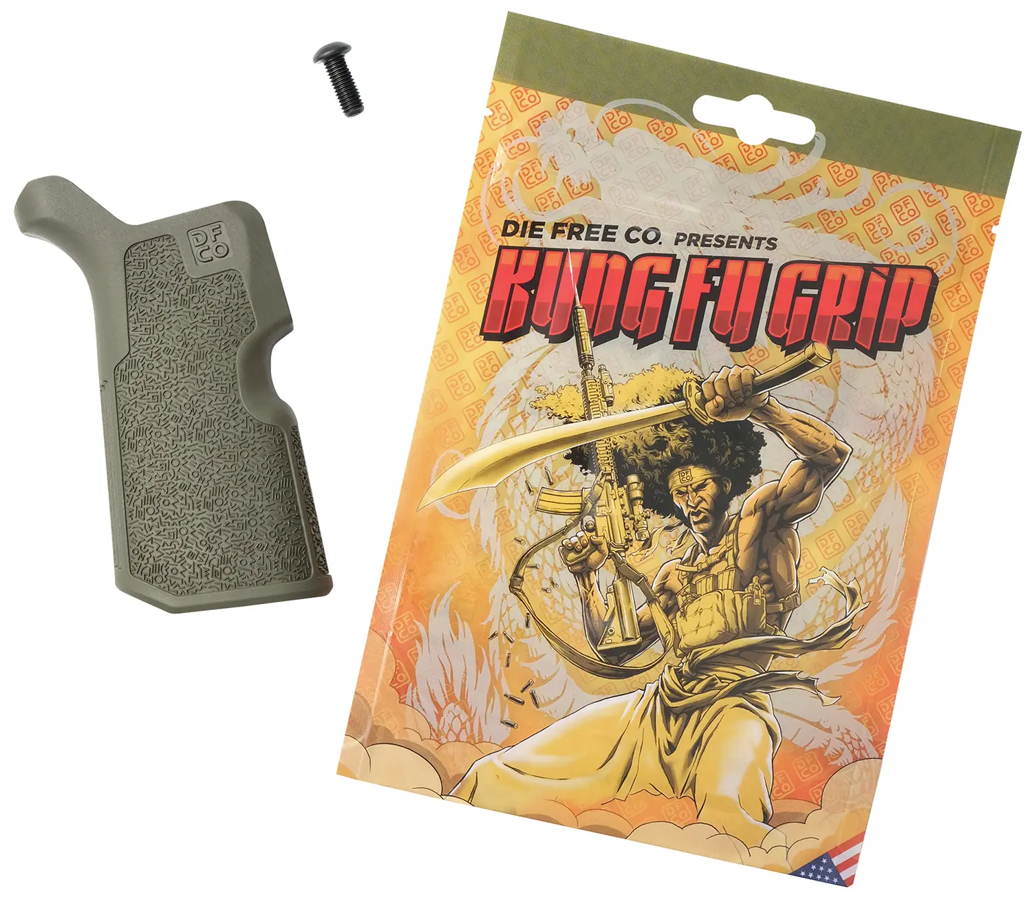 Die Free Co Llc KFGODG Kung Fu Grip Olive Drab Nylon Fits AR15/M4/AR10/SR25