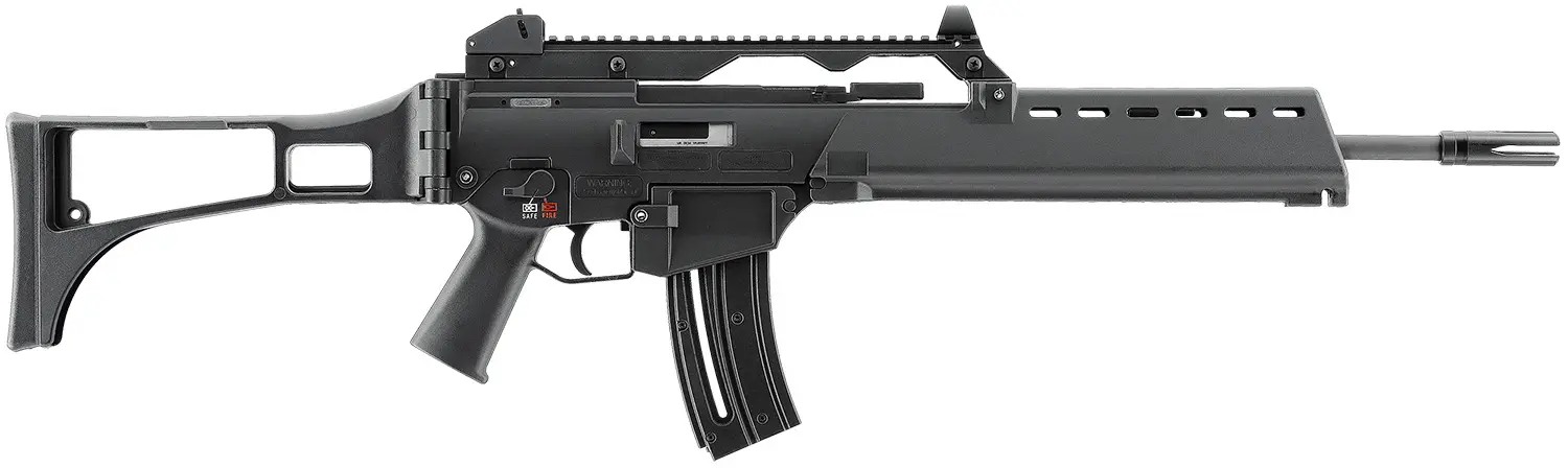 HK 81000995 G36 22 LR 10+1 18.13" Black Barrel w/Flash Suppressor, Black Receiver w/Picatinny Rail, Black Folding Synthetic Stock, Black Polymer Grip