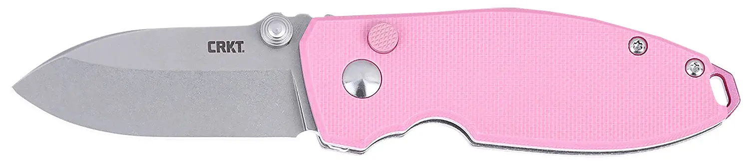 CRKT 2474P SQUID EDC 2.27" Folding Plain Stonewashed D2 Steel Blade, Pink G10 Handle