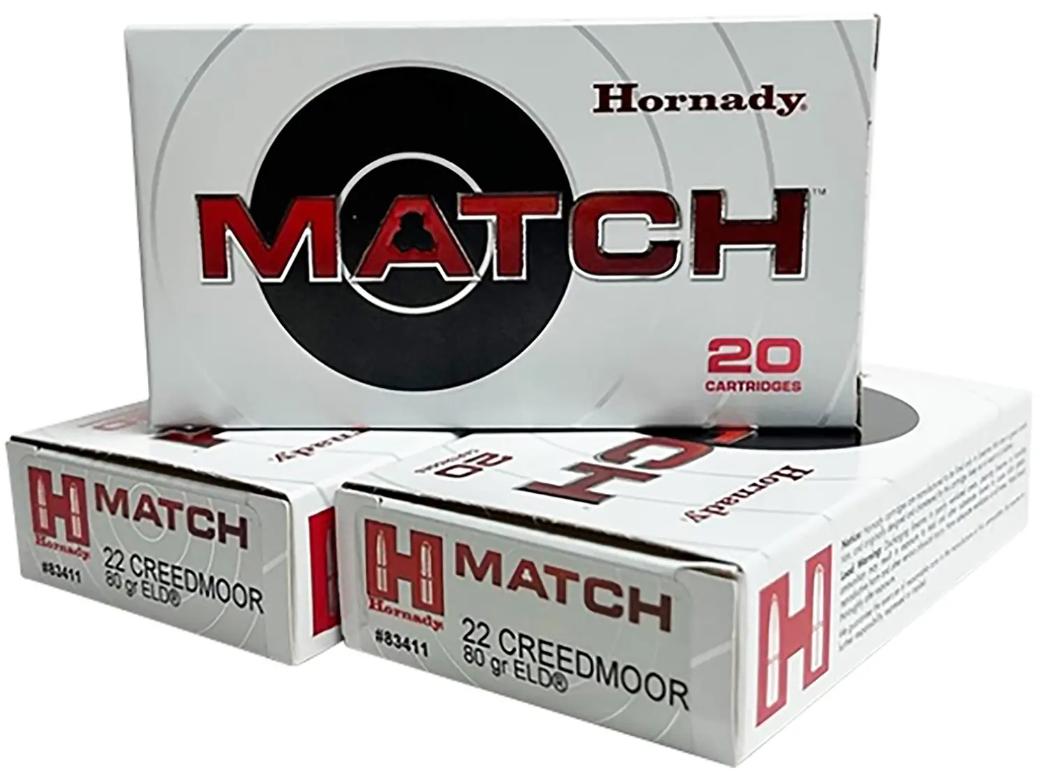 Hornady 83411 Match 22Creedmoor 80gr Extremely Low Drag-Match 20 Per Box/10 Case