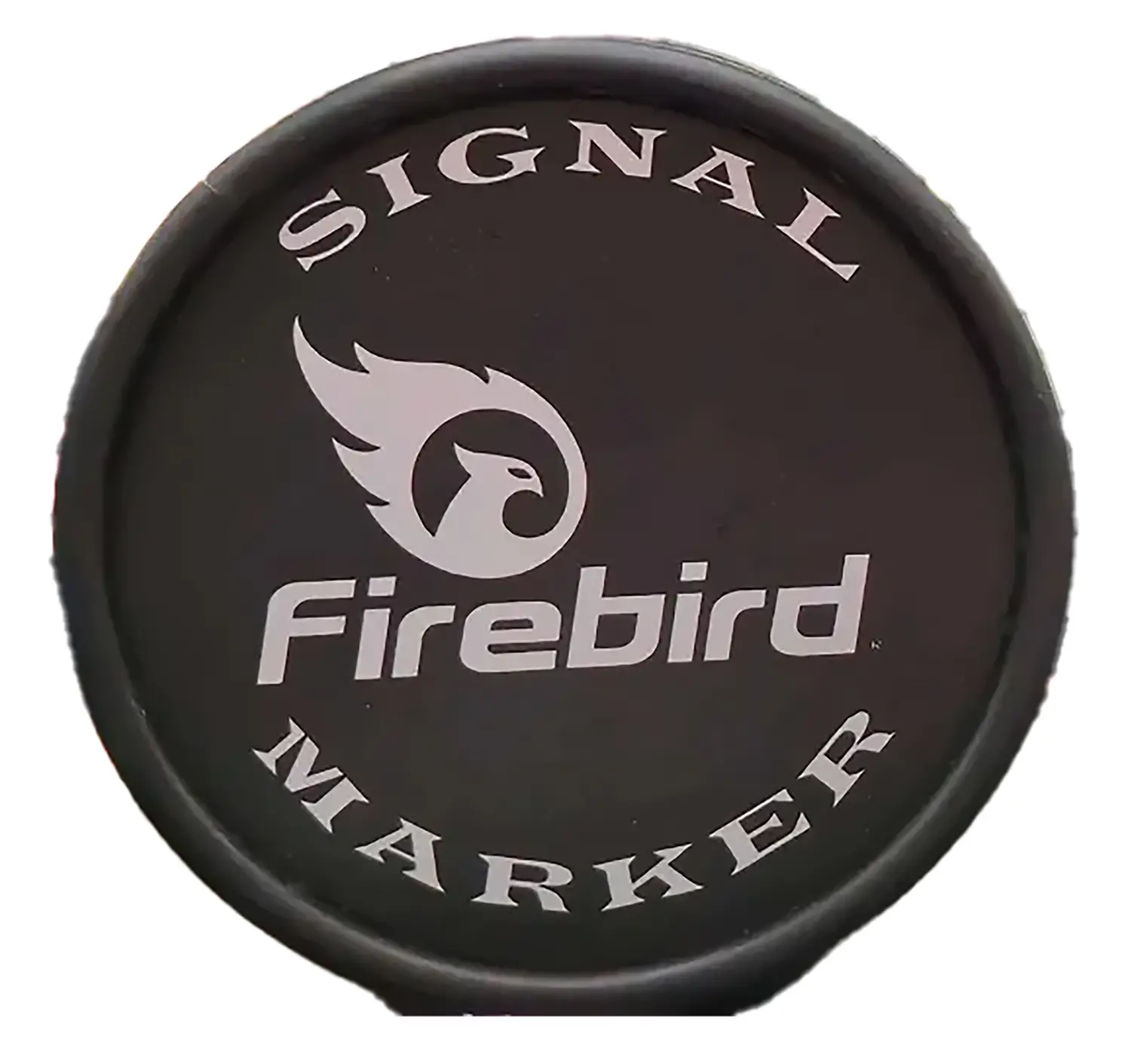 Firebird signal marker with logo and text on black background.