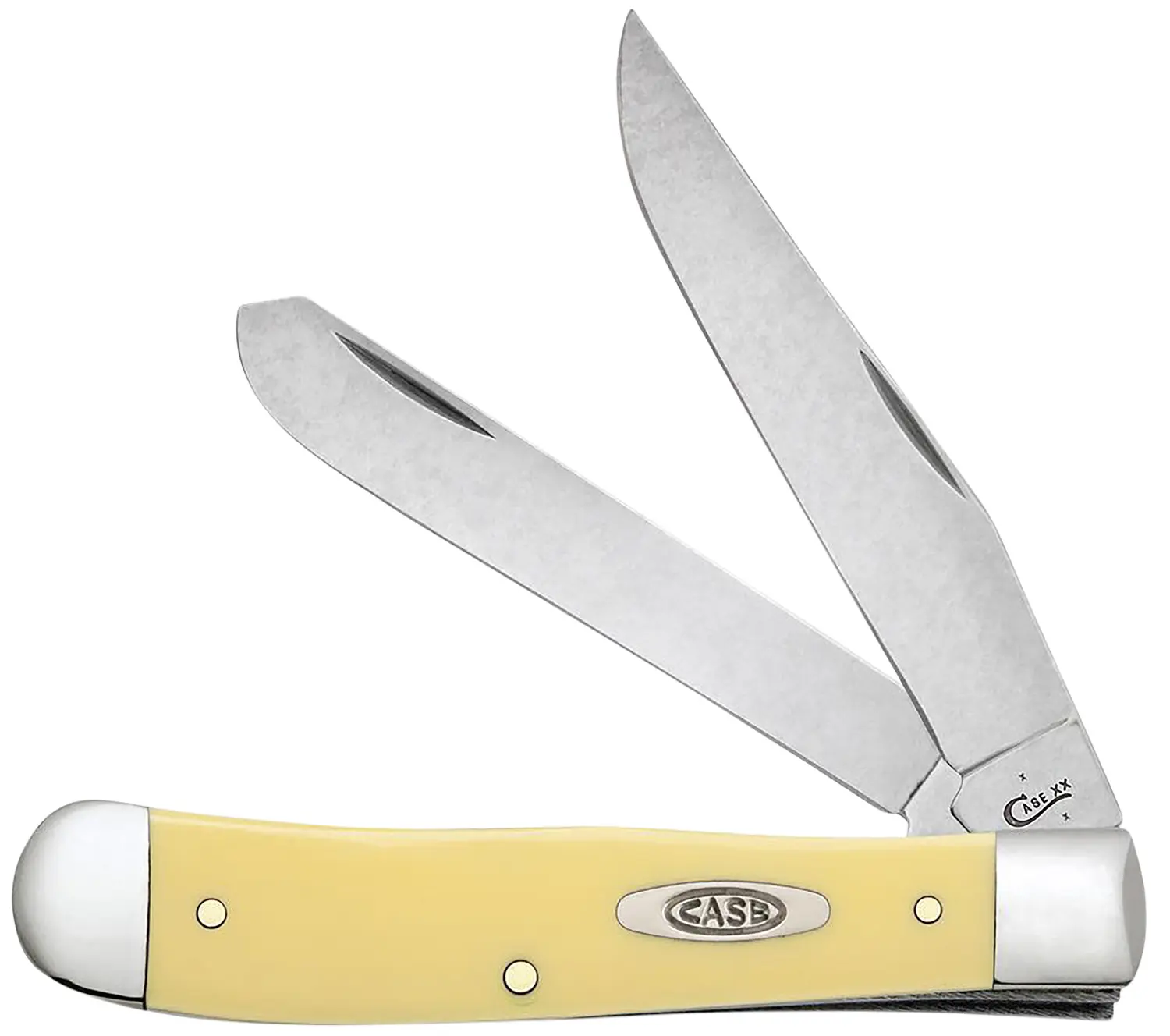 Case 30114 Trapper Folding Clip Point/Spey Plain Mirror Polished Carbon Steel Blade/Smooth Yellow Synthetic Handle