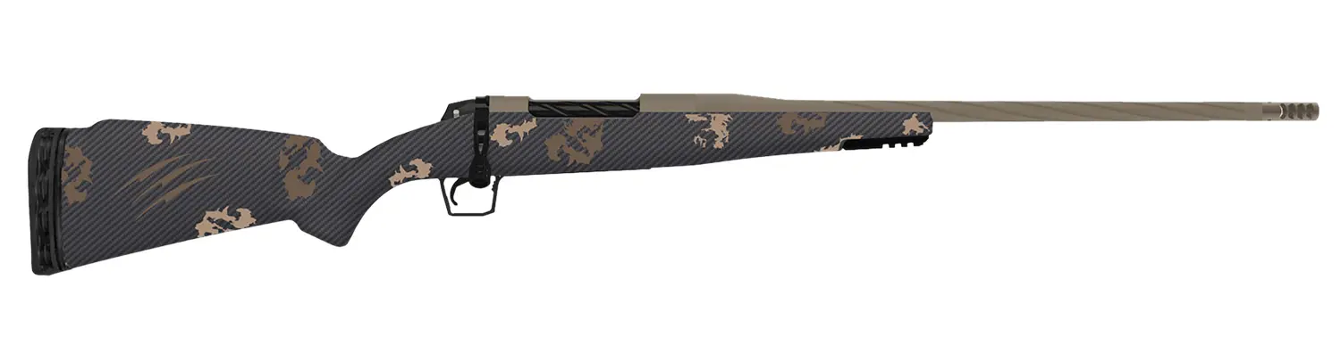 Fierce Firearms TWROG7PRC22BRS Twisted Rogue 7mm PRC 22" Smoked Bronze Cerakote Steel Threaded Barrel, Drilled & Tapped Steel Receiver LR Negative Comb, Sonora Ambush Camo Carbon Fiber Stock