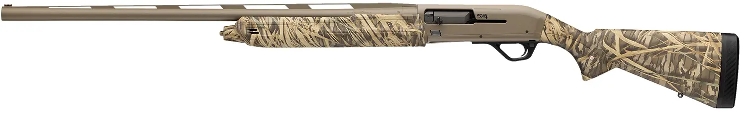 High-performance hunting rifle with camouflage stock and long barrel. Perfect for outdoor shooting a.