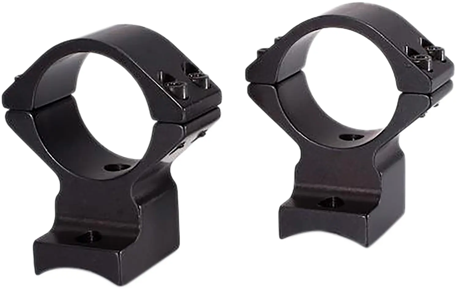 Scope mounts for rifles, black metal, durable firearm accessories.
