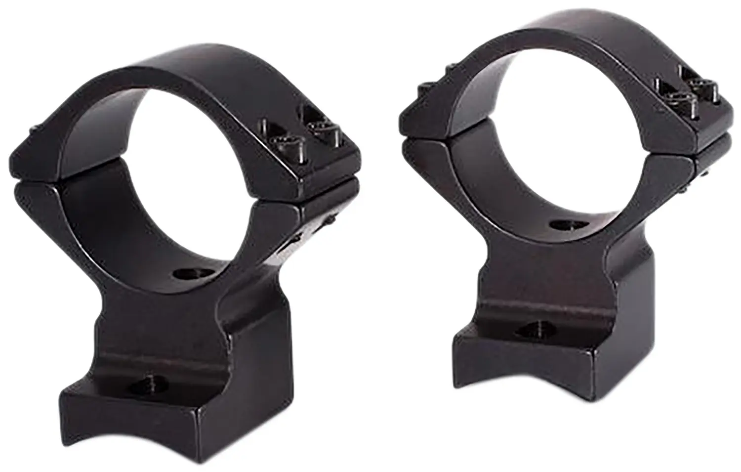 High-quality black scope rings for firearm accessories.