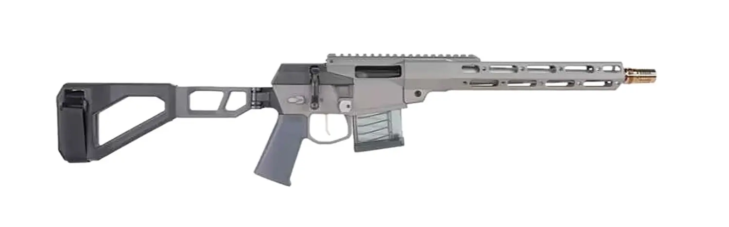 Q LLC MINIFIX55612INPISTOL Mini Fix 5.56 NATO 12" Gray Tapered Threaded Barrel, M-LOK Handguard, Gray Picatinny Rail Receiver, Adj Folding Stock, Polymer Grip