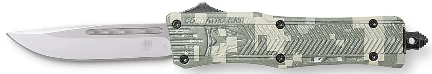 CobraTec Knives SADCCTK1SDNS CTK-1 American Flag Small 2.75" OTF Drop Point Plain D2 Steel Blade, 4.25" Digital Camo Aluminum Alloy Handle