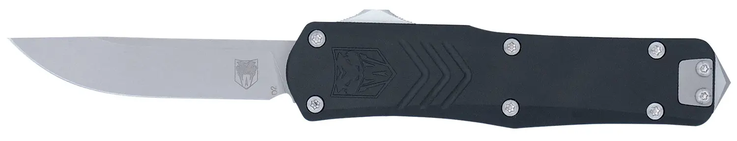 CobraTec Knives SBLKFSXGEN3DNS FS-X Gen III Small 2.75" OTF Drop Point Plain Stonewashed D2 Steel Blade, 3.88" Aluminum Handle