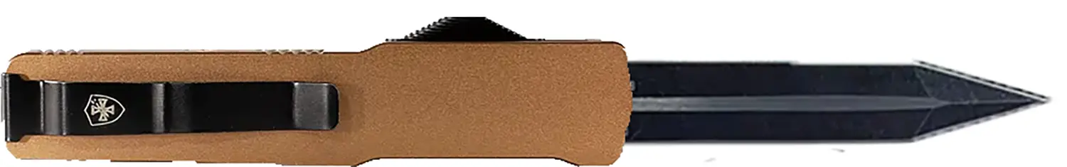 Templar Knife MAAB121 Premium LW Slim 3.25" OTF Dagger Plain Black Oxide Stonewashed Powder Coated D2 Steel Blade, 5" Bronze Anodized Aged Aluminum Handle